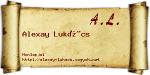 Alexay Lukács névjegykártya